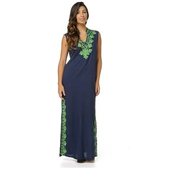Haute Latitude | Dresses | Haute Latitude Navy Embroidered Vixen Maxi Dress  | Poshmark
